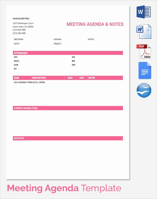 Meeting Agenda with Notes Template Luxury 16 Sales Meeting Agenda Templates