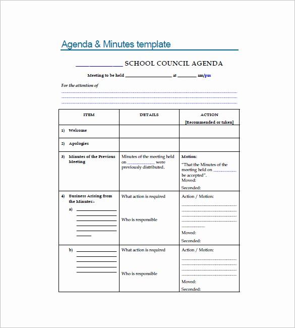 Meeting Agenda with Notes Template New 27 Sample Minutes Of Meeting Templates Doc Pdf