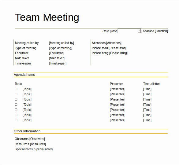 Meeting Agenda with Notes Template Unique 50 Meeting Agenda Templates Pdf Doc