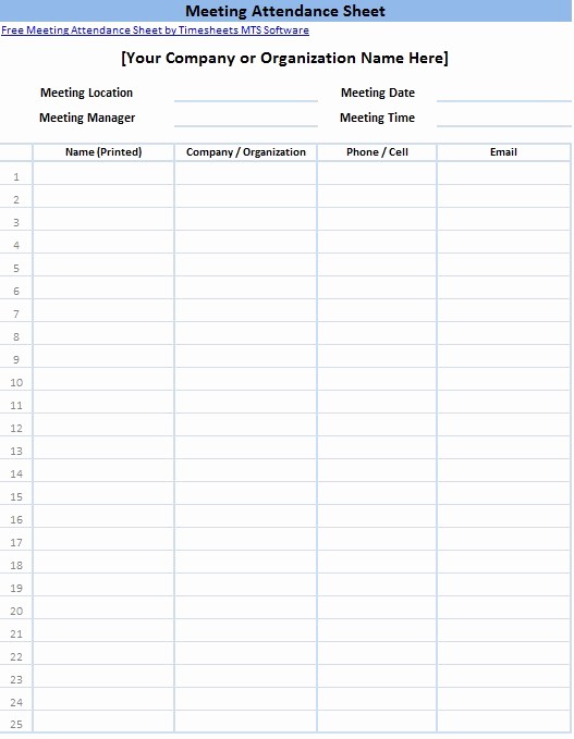 Meeting attendance Sheet Template Excel Awesome attendance List Template