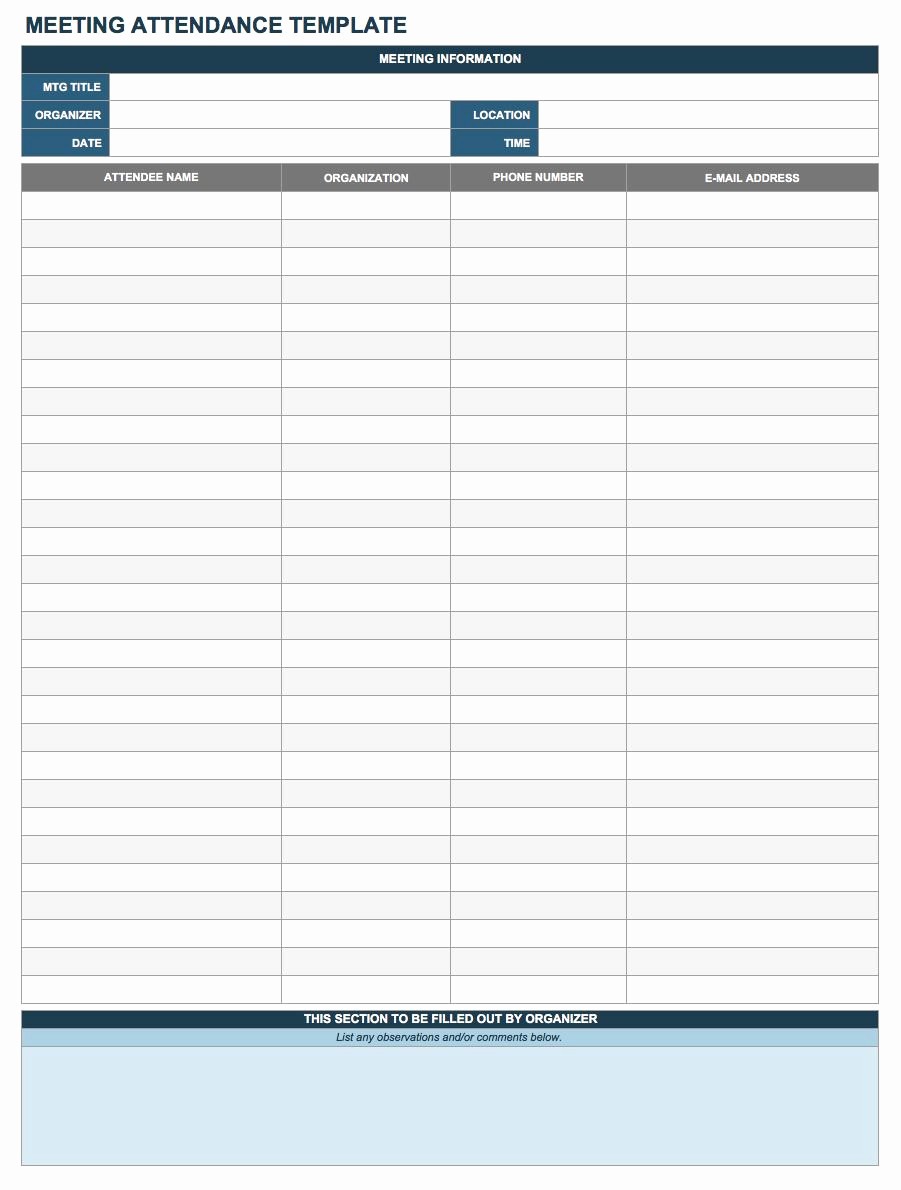 Meeting attendance Sheet Template Excel Inspirational Free attendance Spreadsheets and Templates