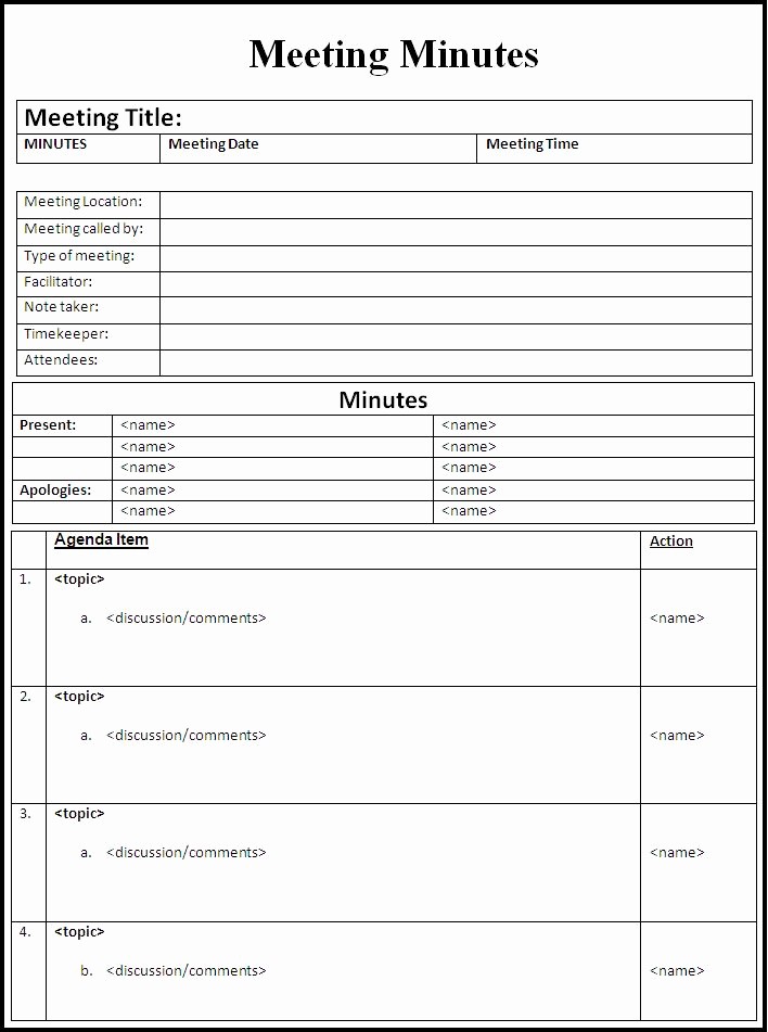 Meeting Minute Template Word 2010 New Free Excel Meeting Minutes Template