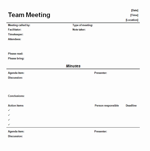 Meeting Notes Template for Word Lovely Meeting Minute Template