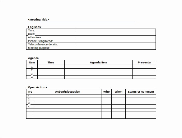 Meeting Notes Template for Word New 42 Free Sample Meeting Minutes Templates