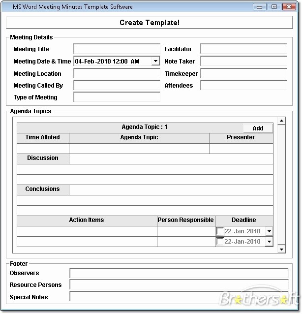 Meeting Notes Template for Word Unique Download Free Ms Word Meeting Minutes Template software