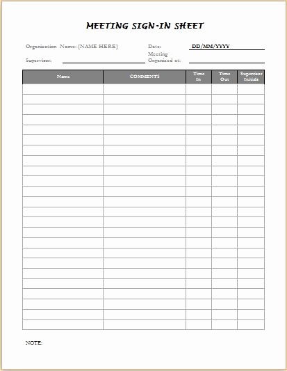 Meeting Sign In Sheet Doc Unique Sign In Sheets for Visitors Meetings &amp; Patients