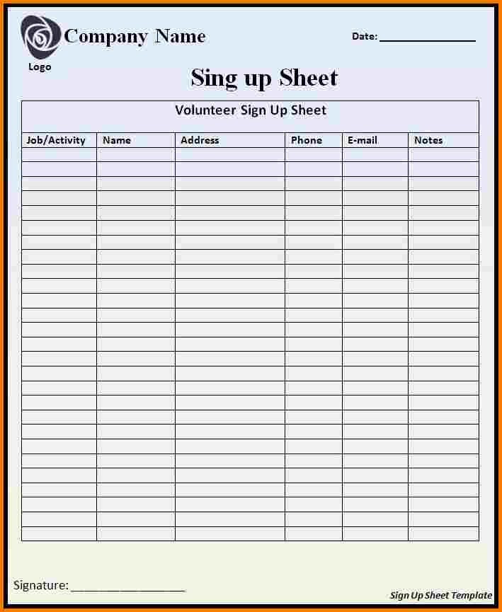 Meeting Sign Up Sheet Template Awesome Sample Sign Up Sheet