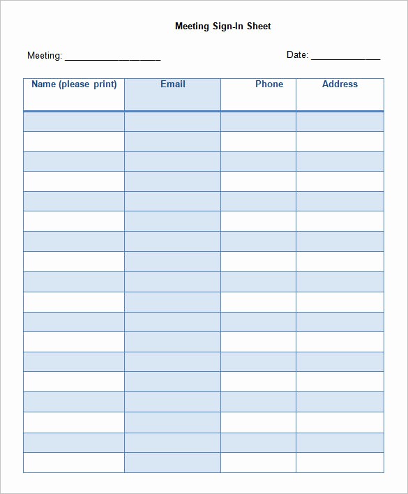 Meeting Sign Up Sheet Template Fresh 75 Sign In Sheet Templates Doc Pdf