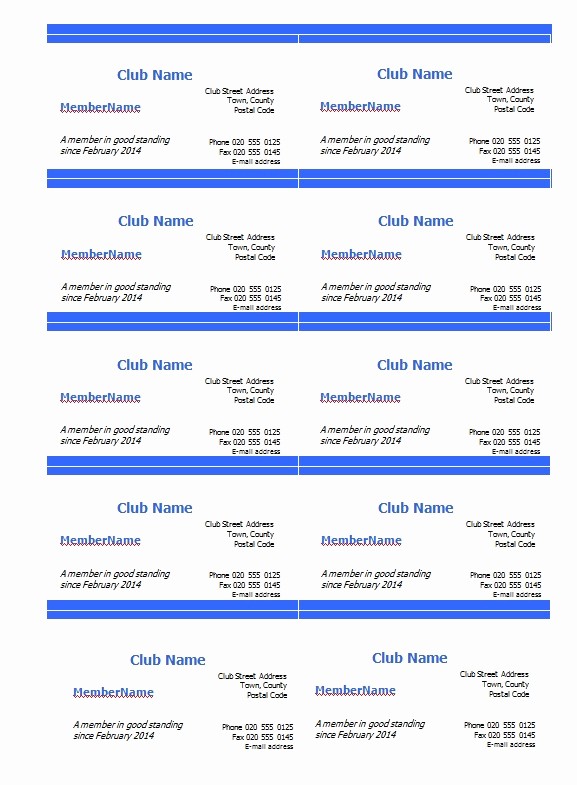 Membership Card Template Microsoft Word Inspirational Club Membership Card Template Excel Pdf formats