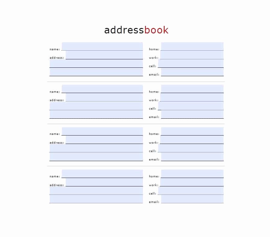 Microsoft Excel Address Book Template Inspirational 40 Printable &amp; Editable Address Book Templates [ Free]
