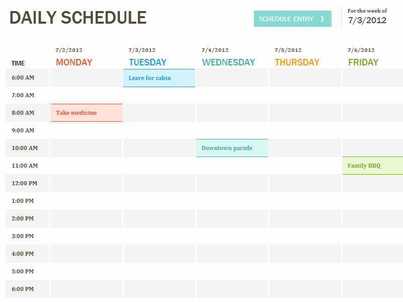 Microsoft Excel Weekly Schedule Template Inspirational Daily Schedule Template