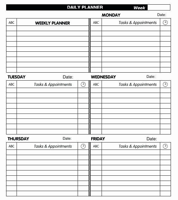 Microsoft Excel Weekly Schedule Template Unique Excel Weekly Planner Template Schedule format Calendar New