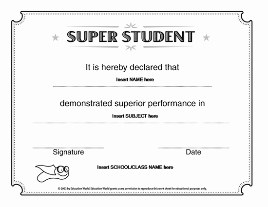 Microsoft Office Award Certificate Template Beautiful Microsoft Word Super Student Certificate Template