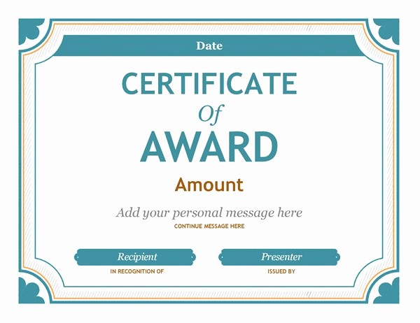 Microsoft Office Award Certificate Template Lovely Gift Certificate Award