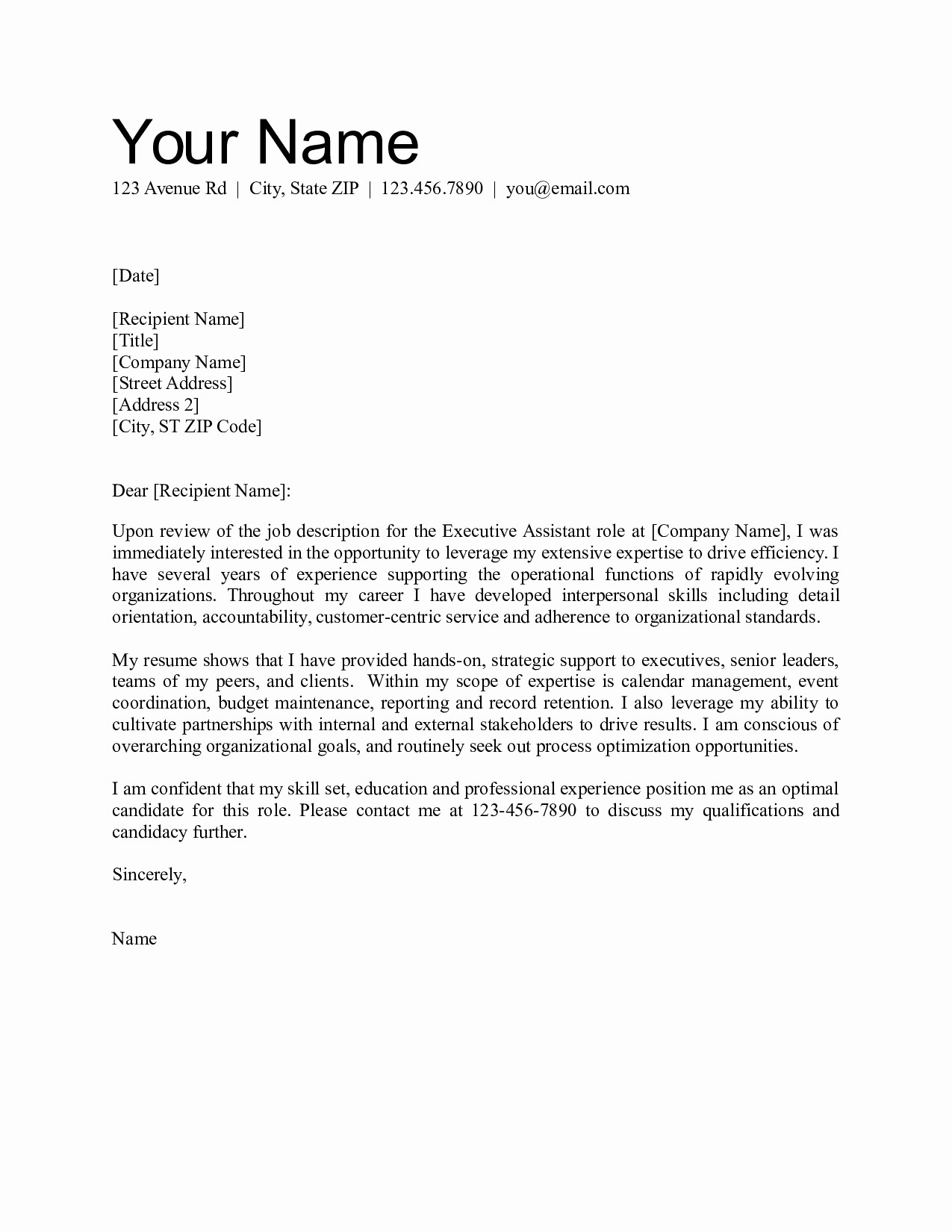 Microsoft Office Cover Letter Templates Awesome Fice assistant Cover Letter