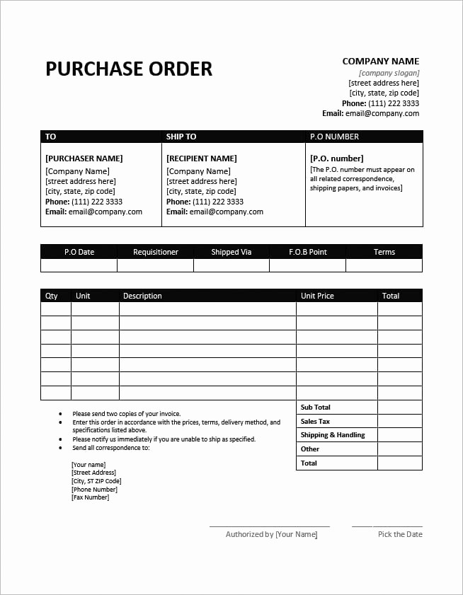 Microsoft Office Purchase order Templates Beautiful Ms Word Purchase order Template