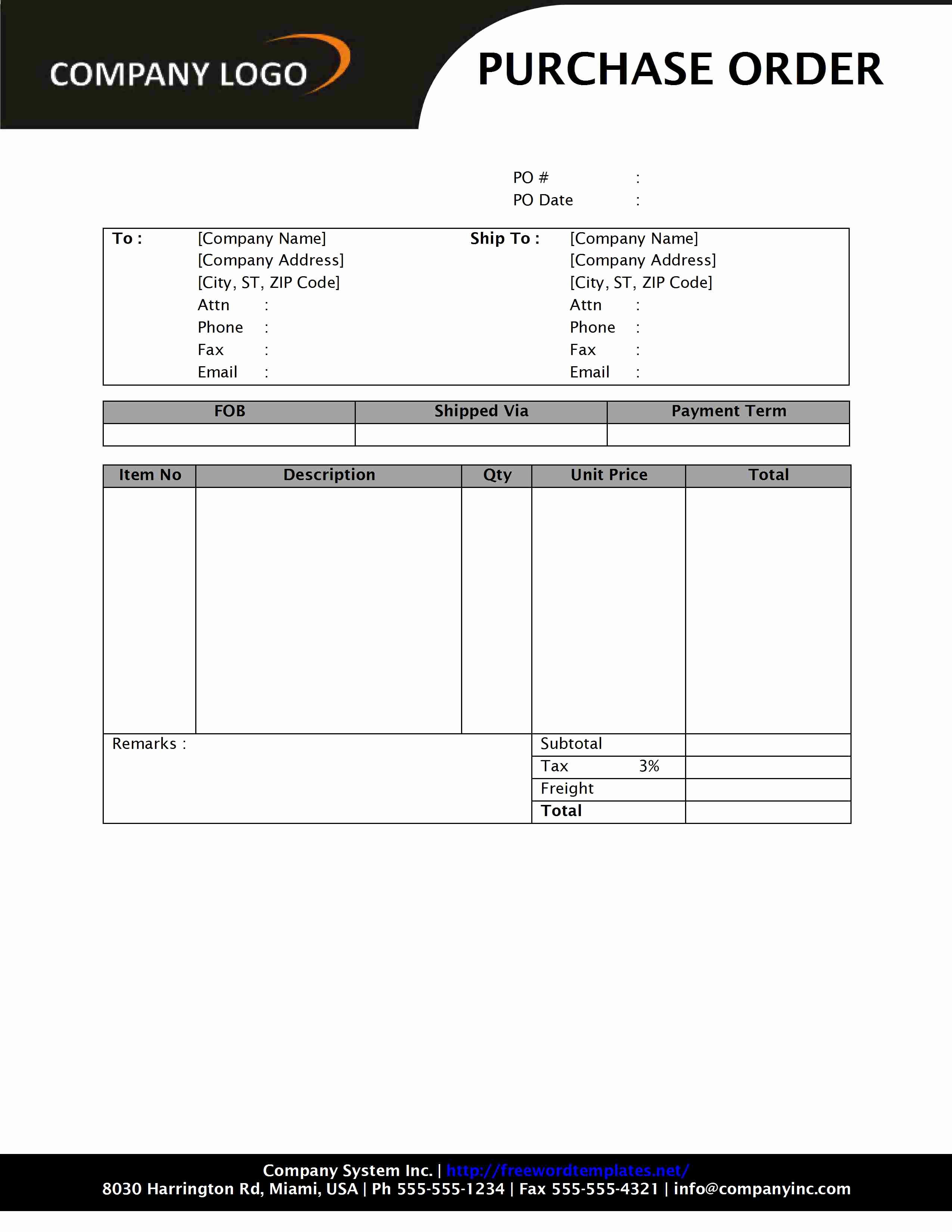 Microsoft Office Purchase order Templates Lovely Purchase order