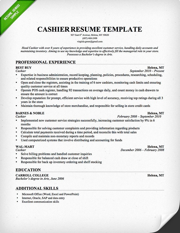 Microsoft Office Skills Resume Template Lovely Cashier Resume Sample