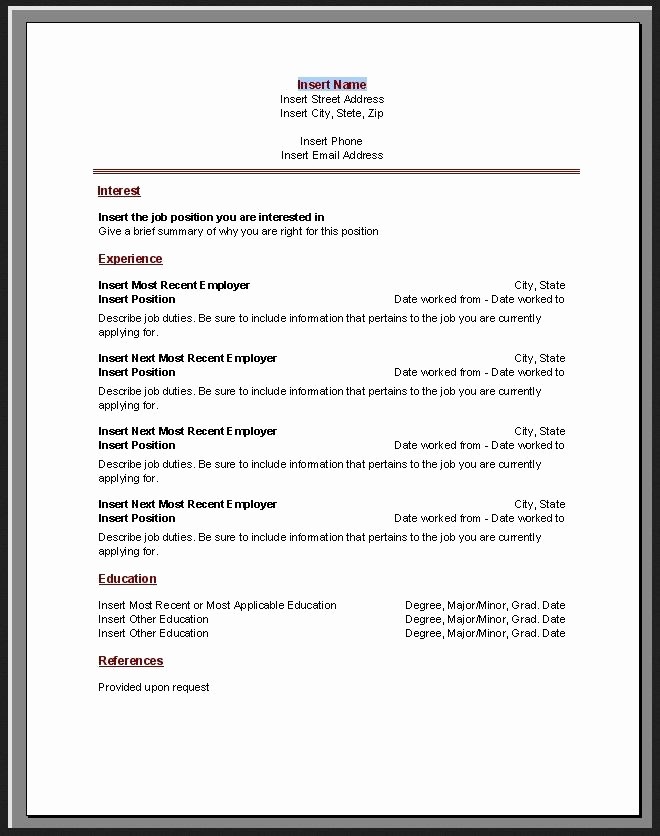 Microsoft Office Word Resume Templates Awesome Chronological Resume Template Microsoft Word