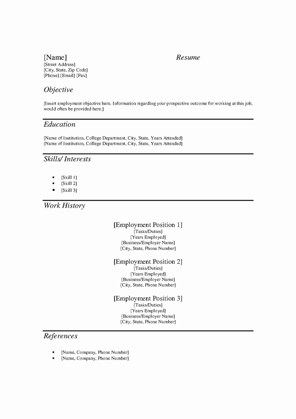 Microsoft Resume Templates Free Download Inspirational Fill In the Blank Resume Templates for Microsoft Word Free