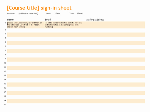 Microsoft Templates Sign In Sheet Luxury Sign In Sheet