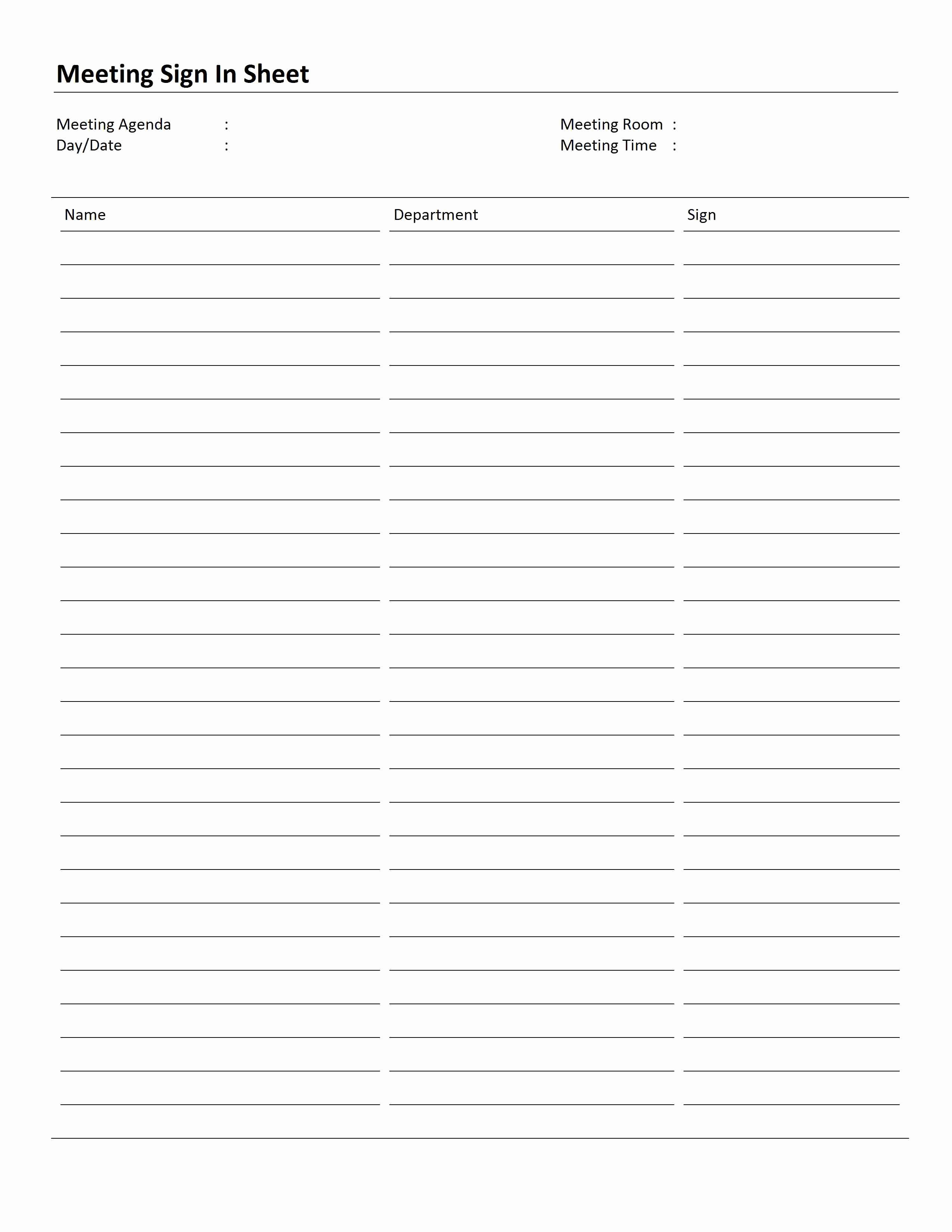 Microsoft Templates Sign In Sheet Unique Meeting Sign In Sheet
