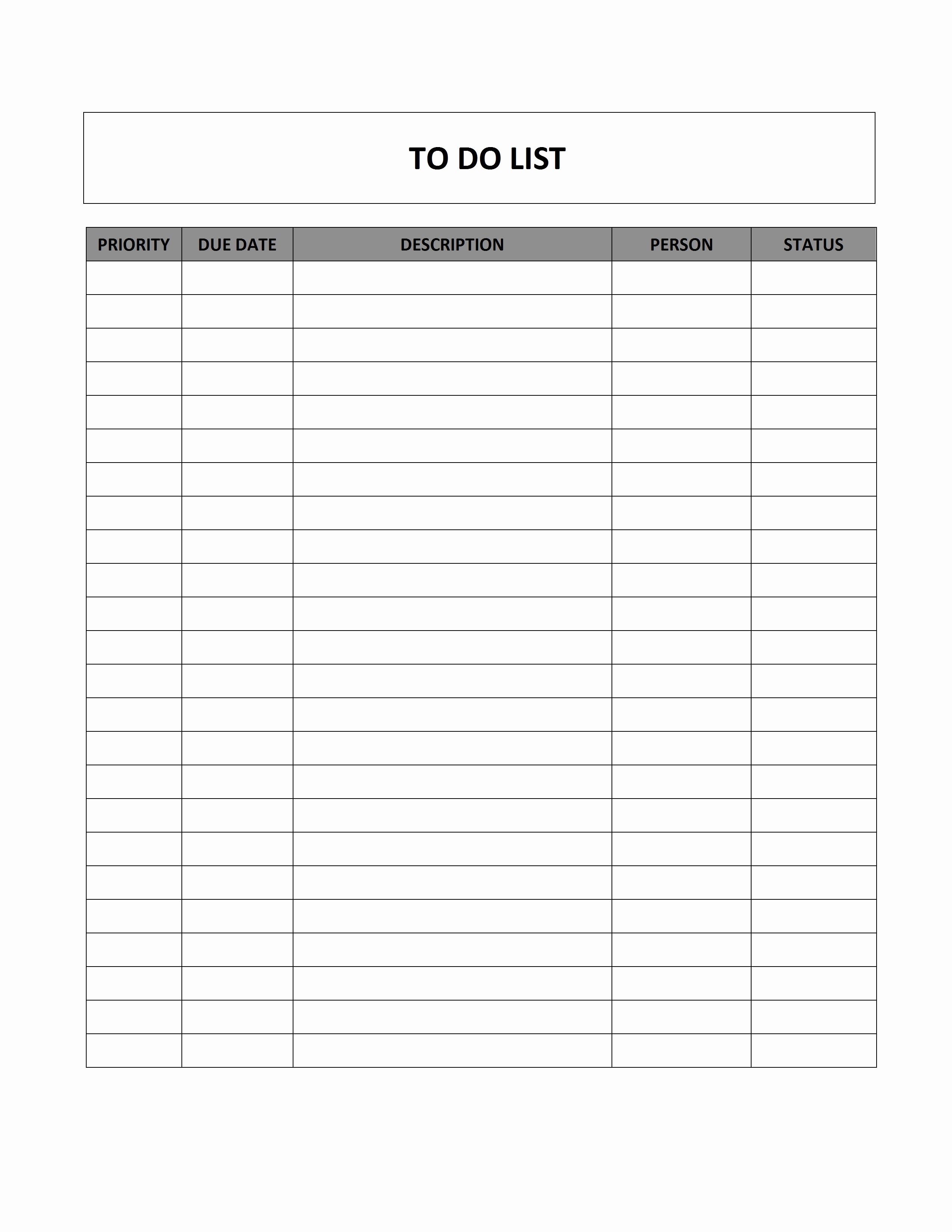 Microsoft to Do List Template New to Do List Template