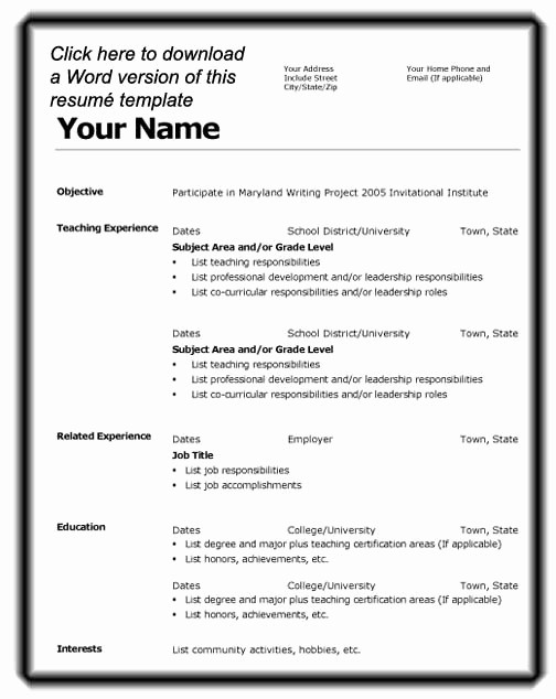 Microsoft Word 2007 Resume Templates Unique Resume Template Microsoft Word 2007