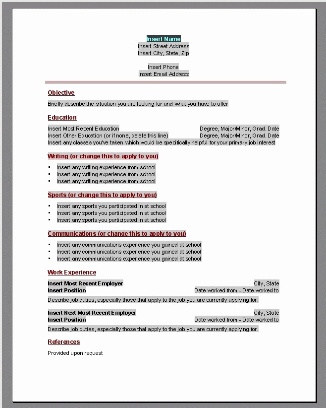 Microsoft Word 2010 Resume Templates Awesome Word Resume Template 2010