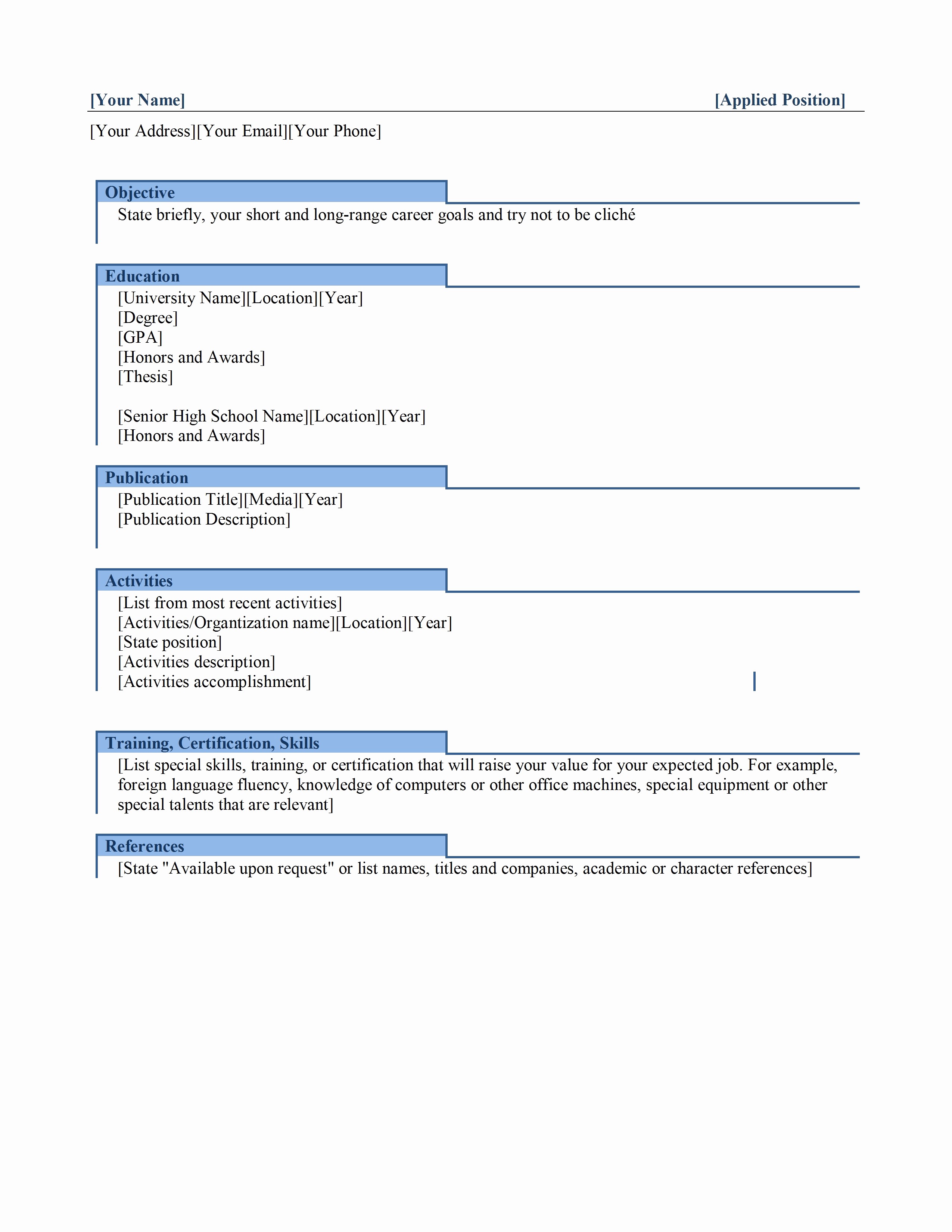 Microsoft Word 2010 Resume Templates Fresh Resume format Free Download In Ms Word 2010 Resume Ideas