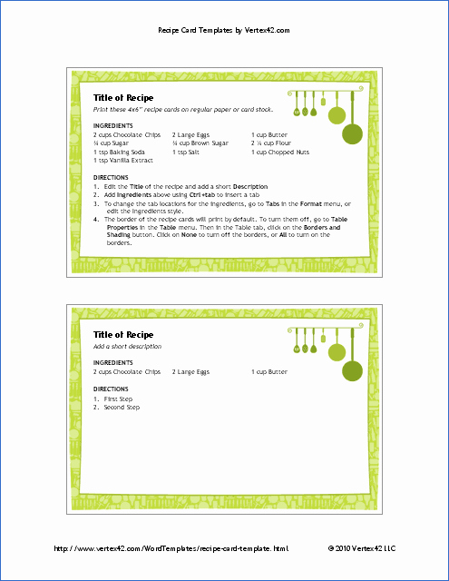 Microsoft Word 4x6 Card Template Unique Free Printable Recipe Card Template for Word
