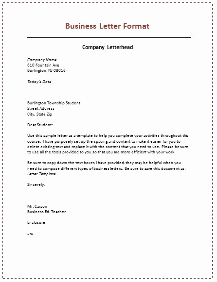 Microsoft Word Business Letter Templates Beautiful Business Letter format Microsoft Word