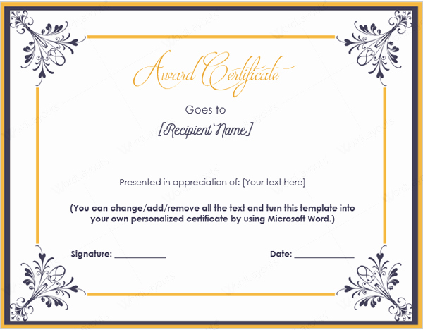 Microsoft Word Certificate Templates Free Awesome Templates Of Award Certificates