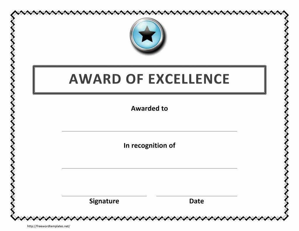 Microsoft Word Certificate Templates Free Inspirational Award Of Excellence Certificate Template
