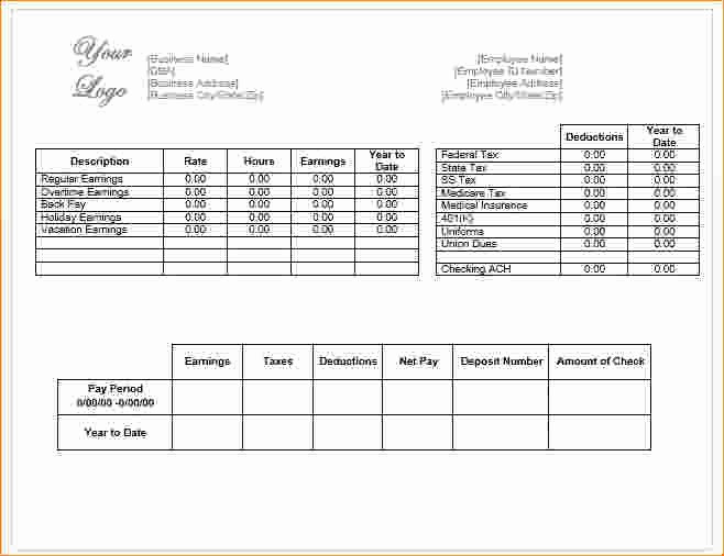 Microsoft Word Check Stub Template Lovely 7 Pay Stub Template Word