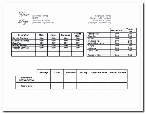 Microsoft Word Check Stub Template Unique Payroll Invoice Template Download Over the Web