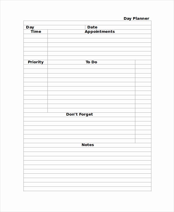 Microsoft Word Daily Schedule Template Elegant 12 Daily Planner Templates Free Sample Example format