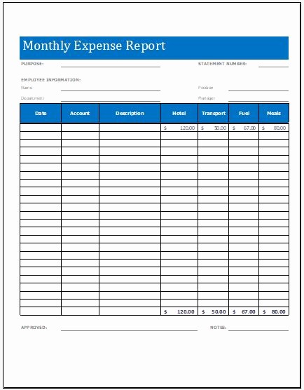 Microsoft Word Expense Report Template Inspirational Monthly Expense Report Worksheet Template