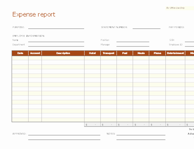 Microsoft Word Expense Report Template New Expense Report