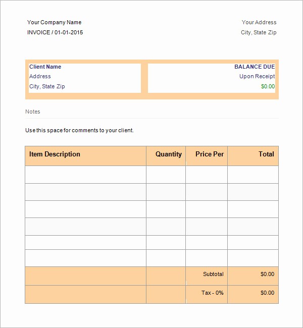 Microsoft Word Invoice Templates Free Lovely 52 Sample Blank Invoice Templates
