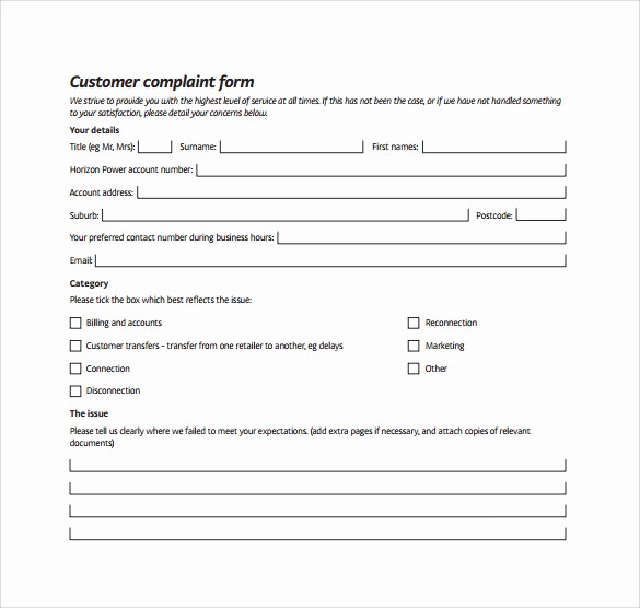 Microsoft Word Legal Complaint Template Best Of 8 Customer Plaint form Examples