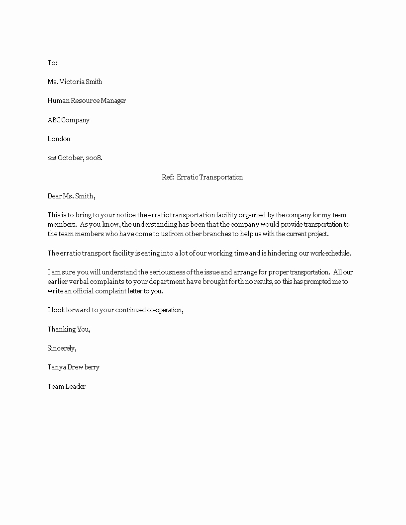 Microsoft Word Legal Complaint Template Inspirational Free Employee formal Plaint Letter Template