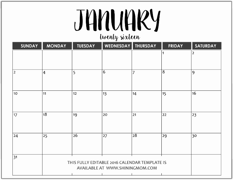 Microsoft Word Monthly Calendar Template Fresh Just In Fully Editable 2016 Calendar Templates In Ms Word