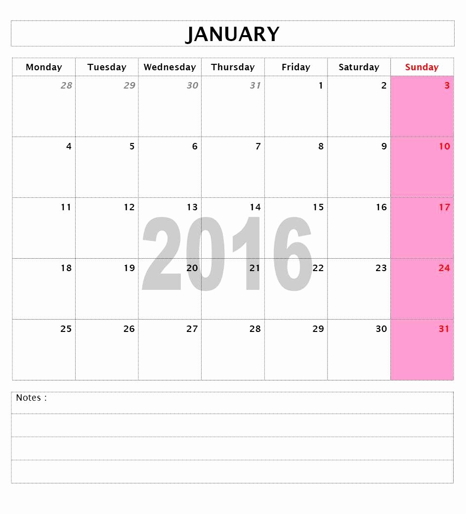 Microsoft Word Monthly Calendar Template Lovely 2016 Calendar Templates