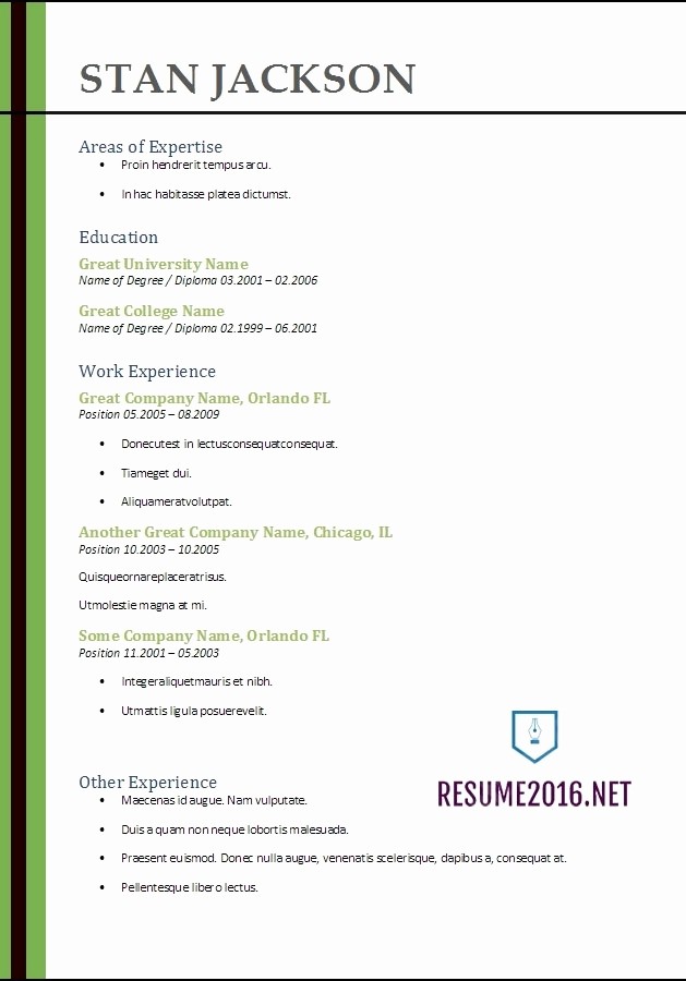 Microsoft Word Resume Template 2017 Unique Best Resume format 2017 Template