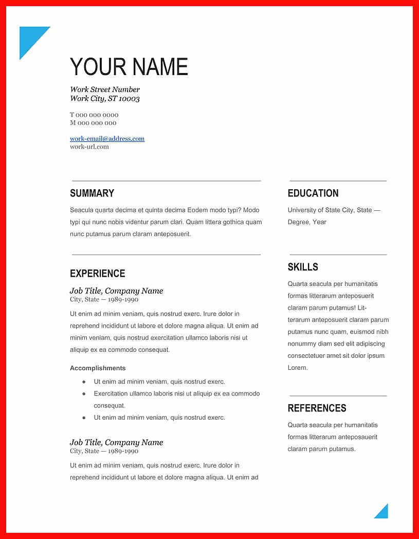 Microsoft Word Resume Templates 2014 Unique Word Resume Template 2014