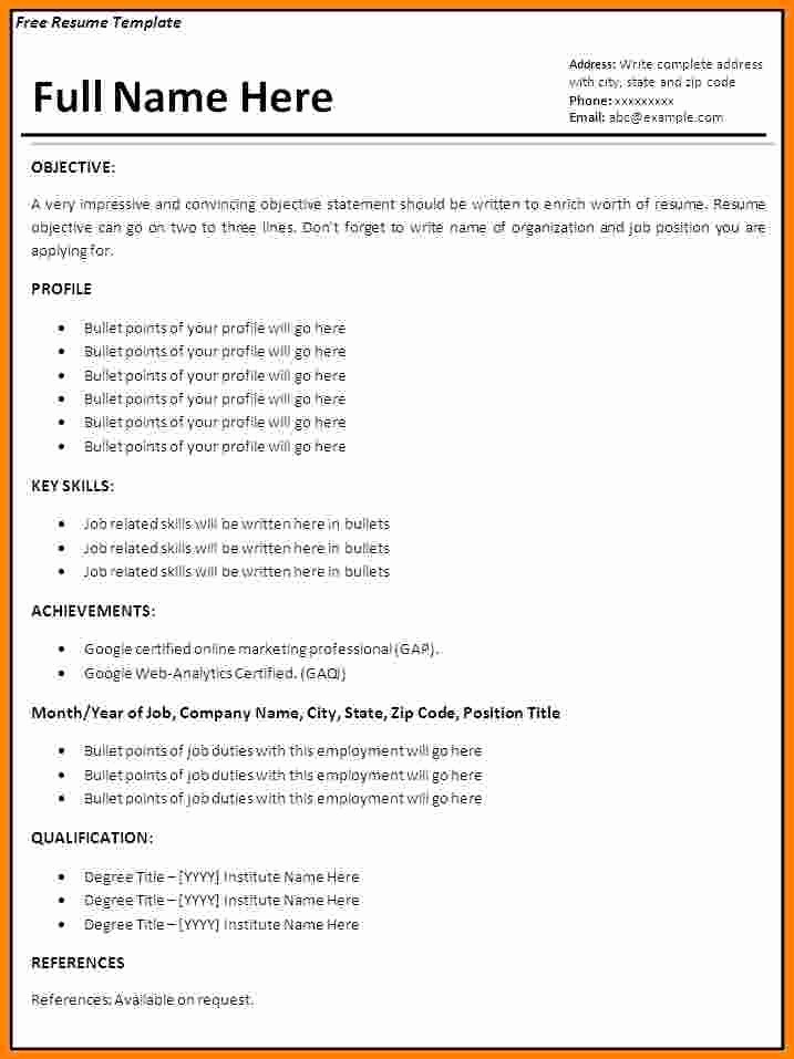 Microsoft Word Template for Resume Beautiful 7 Job Resume format Ms Word