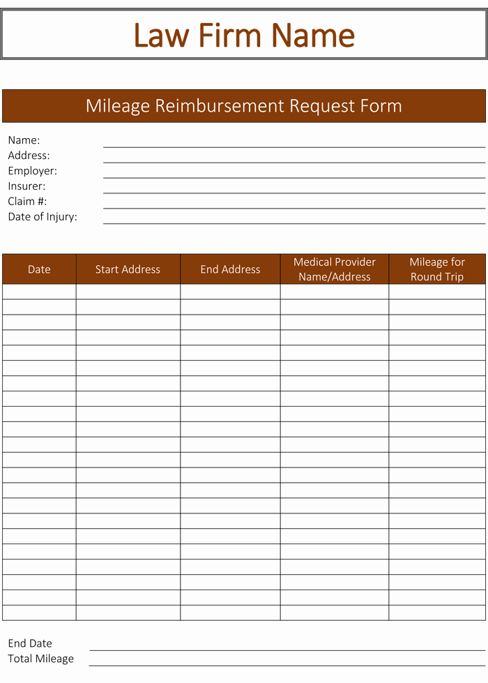 Mileage Log and Reimbursement form New 5 Mileage Reimbursement form Templates for Word and Excel