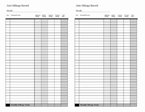 Mileage Log form for Taxes Fresh Vehicle Mileage Log Expense form Free Pdf Download
