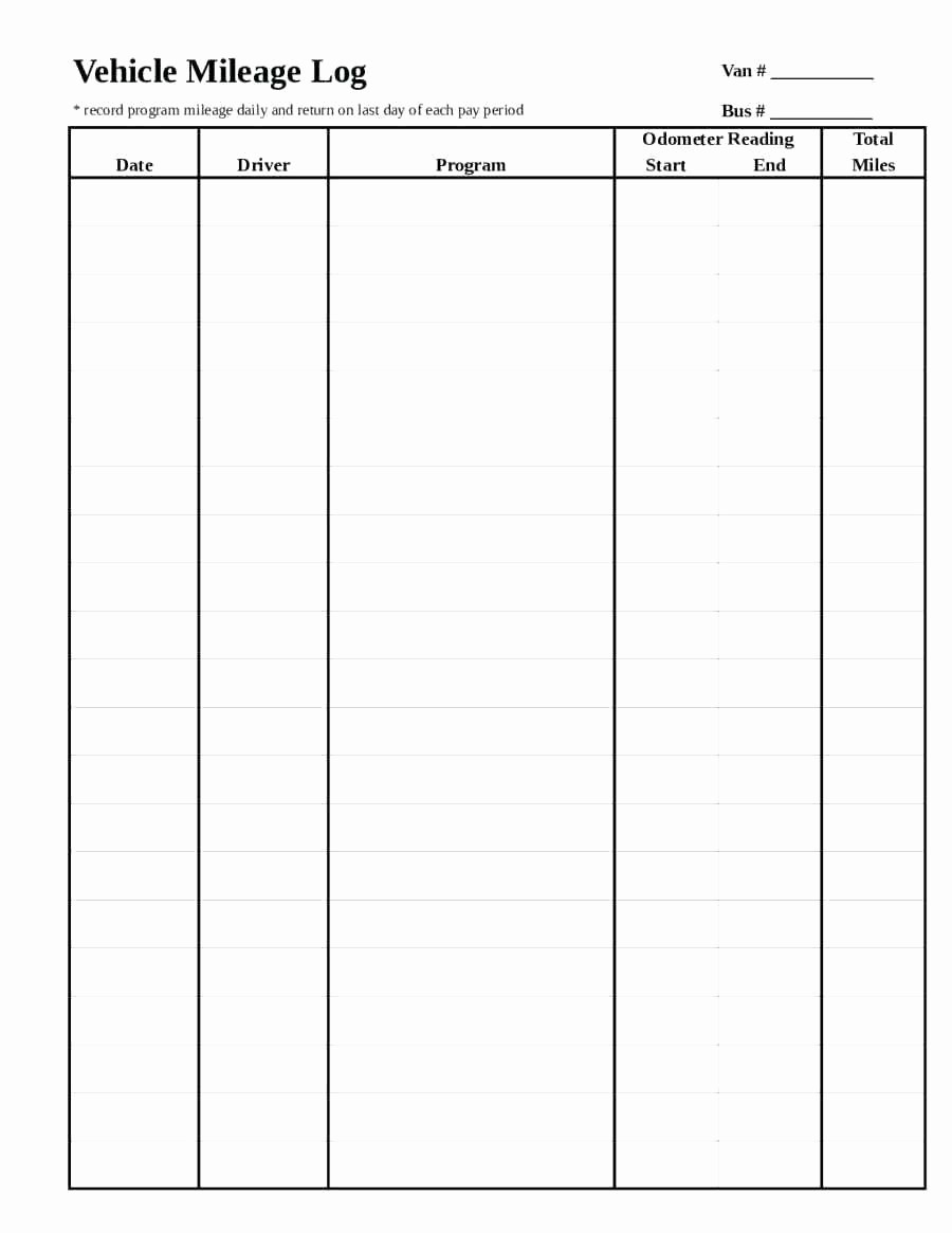Mileage Log Sheet for Taxes Inspirational Template Mileage forms Template